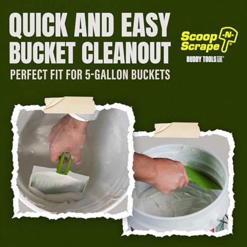 Buddy Tools Scoop-N-Scrape Bucket Scoop | Efficient Bucket Scoop for 5-Gallon Buckets - Curved Bucket Trowel - Heavy-Duty Nylon - Scrapes Clean