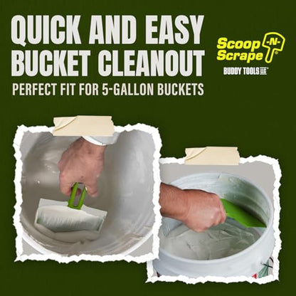 Buddy Tools Scoop-N-Scrape Bucket Scoop | Efficient Bucket Scoop for 5-Gallon Buckets - Curved Bucket Trowel - Heavy-Duty Nylon - Scrapes Clean