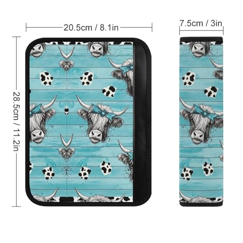 2PCS Rustic Farmhouse Cattle Print Highland Cow Car Seat Belt Pad Universal Soft and Comfortable Harness Pads Strap for Kids, Car Seats Pushchair Strollers High Chair Pushchair - color: Pattern 835