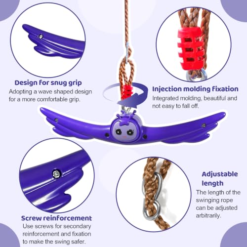 Ninja Twist Swing-360 Degree Handle Rotation Promotes Sensory Development, Arm Strength,Swingset Accessories Outdoor-Swing Spins Set (Purple) - color: Purple