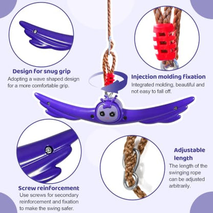 Ninja Twist Swing-360 Degree Handle Rotation Promotes Sensory Development, Arm Strength,Swingset Accessories Outdoor-Swing Spins Set (Purple) - color: Purple