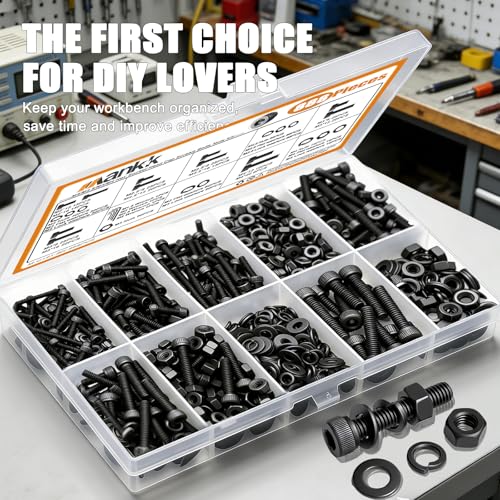 mankk 888PCS Metric Screw Assortment Kit M2 M2.5 M3 M4 Hex Socket Head Cap Bolts Nuts & Washers Set 12.9 Grade Alloy Steel Zinc Plated Metric Machine Screws - size: M2/M2.5/M3/M4, style: Hex Socket Cap