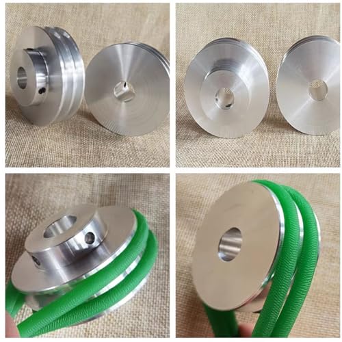 CHANCS Aluminum Alloy Double Groove Pulley 80mm OD 11mm Fixed Bore V-Shape Pulley Wheel for Motor Shaft Drive 6mm(1/4") PU Round Belt - size: 80x11mm, style: Double Groove Pulley