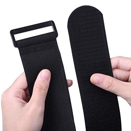 Wisdompro Extra Large 4 Pack 2x48" Hook and Loop Tie Down Straps Heavy Duty | Durable Nylon, Reusable, Long, Wide, Black, Functional, Adjustable Fastening Cinch Strap Cable Cord for Home, Office, Outdoor - size: Extra Large 4 Pack, 2 x 48 Inch