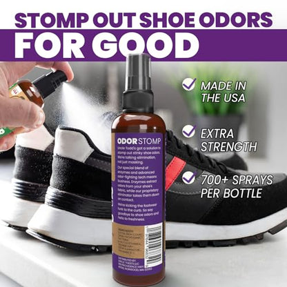 Uncle Todd's Shoe Deodorizer Spray - Proven & Powerful Enzyme Formula Spray for Shoe Odor Elimination in All Footwear (Midnight Rain) - size: 4 Fl Oz (Pack of 1)