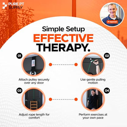PurePT Premium Shoulder Pulley for Physical Therapy - Premium Nylon & Strong Handles | Free Expert-Guided Workouts | Over-the-Door Pulley for Shoulder Rehab | Easy Set-Up Pulleys for Shoulder Rehab