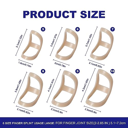 Soft Home 6 Pack Oval Finger Splints Waterproof Finger Splint for Arthritis, Trigger Finger,Mallet Fingers - Trigger Finger splints For Thumb, Index, Middle, Pinky or Ring Finger - size: 5,6,7,8,9,10