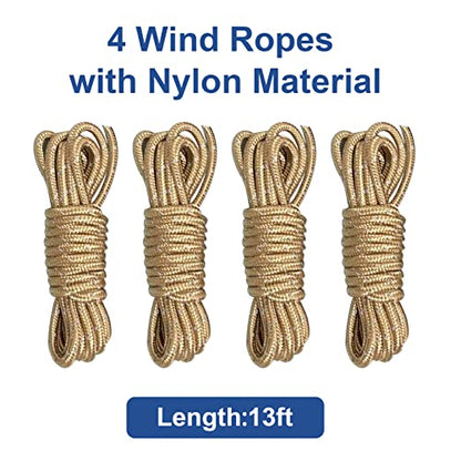 Eurmax USA 4 Pack Heavy Duty Ground Stakes,Industrial Grade Spiral Steel Screw-In Anchors with 4 Bonus Tie-Down Ropes,High Wind Stabilizing Kit for Trampolines,Dog Tie-Out,Canopies,Outdoor Sheds,Black - color: Black, style: Round Head Pro