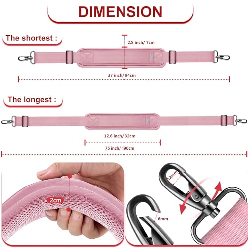ZINZ 75" Shoulder Strap with Fixed Pad and Dual Balanced Buckles，Pink - color: Pink