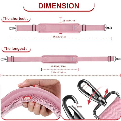 ZINZ 75" Shoulder Strap with Fixed Pad and Dual Balanced Buckles，Pink - color: Pink