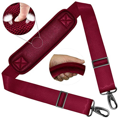 ZINZ Shoulder Strap 58" Ultra-Thick Fixed Padded and Adjustable Buckles Crossbody Strap for Briefcase Laptop Bag Luggage - color: Red