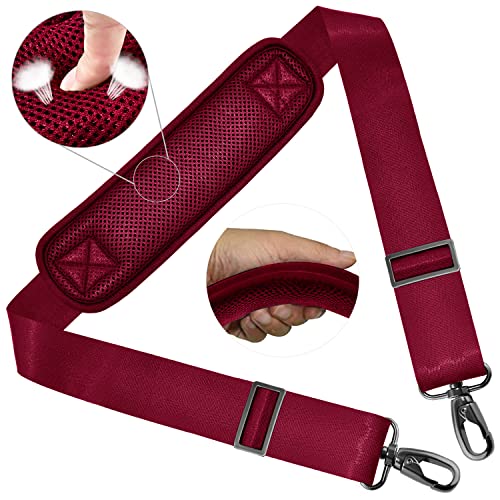ZINZ Shoulder Strap 58" Ultra-Thick Fixed Padded and Adjustable Buckles Crossbody Strap for Briefcase Laptop Bag Luggage - color: Red