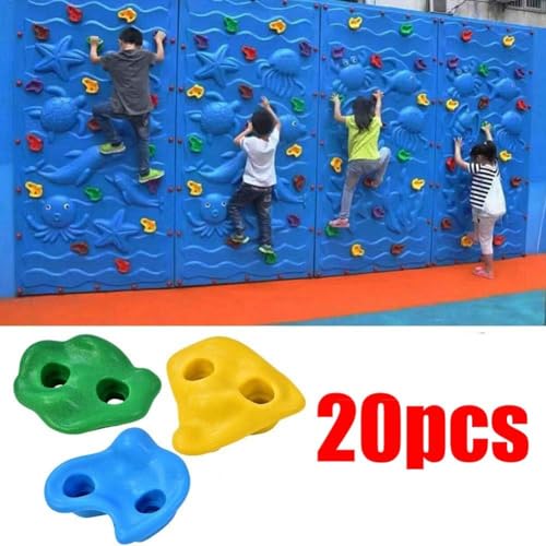 JEOZBM 20 Rock Climbing Holds, Rock Wall Climbing Kit with with Mounting Hardware, Plastic Kids Wall Rock Climbing Stone, Children's Sports Equipment Rock
