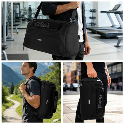 Goloni Gym Bag for Men & Women,40L Large 3 in 1 Sports Travel Duffel Bag with Shoes Compartment and Wet Pocket,Weekender Overnight Backpack,Black - color: Black