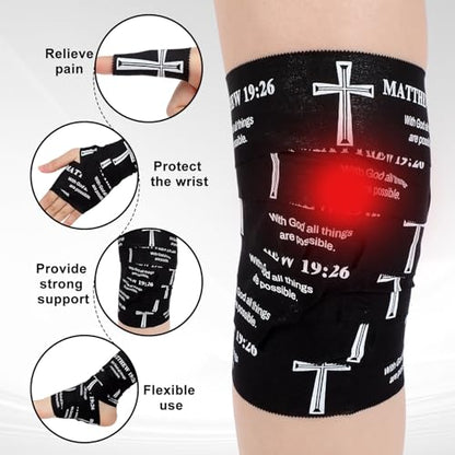 MiniInflat 2 Pcs Christian Cross Athletic Tape Sports Tape 2in x 23ft Religion Jesus Wrist Wrap for Soccer Football Baseball, Gift for Graduation Teacher Nurses Week Pentecost(Black,Matthew 19:26) - color: Black, style: Matthew