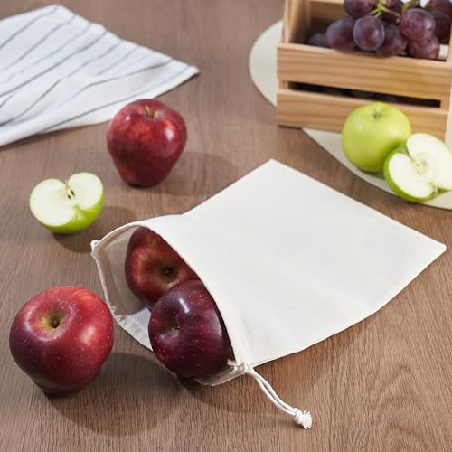 PALTERWEAR 100% Cotton Drawstring Bags 10‑Pack 8x10 Lightweight 70 GSM Muslin Pouch Set | Reusable Gift, Craft, Pantry, Travel Storage | Double Drawstring (Natural Beige, 8 x 10 Inches) - size: 8 x 10 Inches