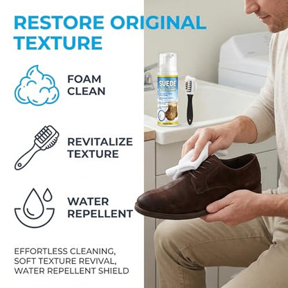 Suede Cleaning Kit - Professional Suede Cleaner with Brush, Nubuck Shoe Cleaner for Boots, Bags & Jackets