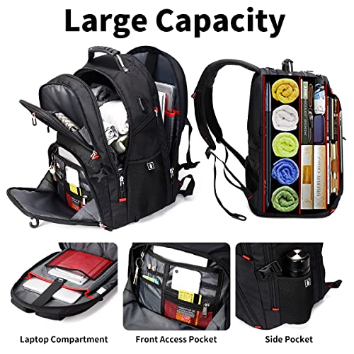 SHRRADOO Extra Large 50L Travel Laptop Backpack with combination lock,High School College Backpack Airline Approved Business Work Bag Fit 17 Inch Laptops for Men Women,Black - color: Black