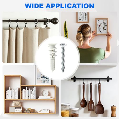 50PCS Self Drilling Drywall Anchors and Screws Kit, No Pre-Drill Required, Plastic Wall Anchors for Drywall with #8 x 1-1/4" Screw, Holds Up to 75 lbs, Sheetrock Anchors for Picture Hanging