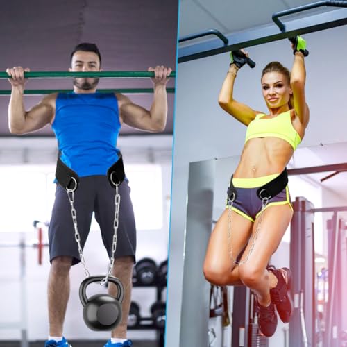 Dip Belt with 34" Chain for Pull-Ups, Dips, Weightlifting Training | Heavy Duty Chain,Weightlifting Belt or Pull-Ups, Powerlifting, Squats,and Bodybuilding,550lbs - 650lbs Weight Capacity