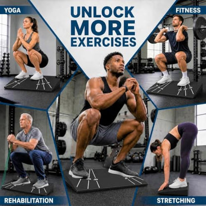 1000 lb Capacity Squat Wedge Block 15° for Squats. Non Slip Heel&One Piece | Heel elevated squat block non slip slant board for calf stretching. knee over toes weight lifting Home Gym Accessory