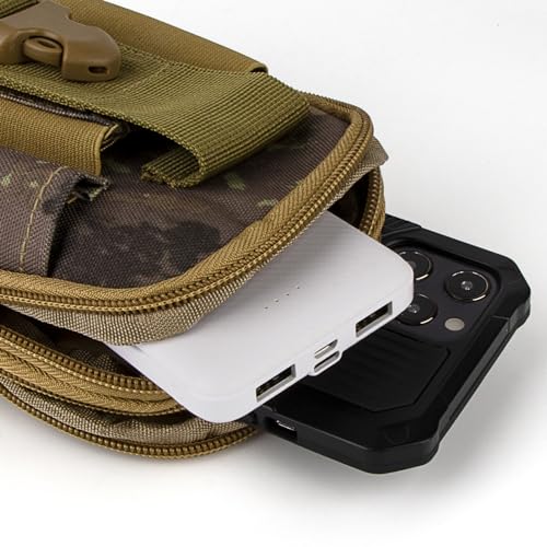Tactical Molle Pouch Compact Utility Waist Bag Phone Holster Holder for 4.7"-6.9" iPhone 15 Pro Max/15 Pro/14 Plus/14 Pro Max/14/13 Pro Max/13 Pro/12 Pro Max/11 Pro Max - color: Camouflage Ruins