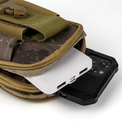 Tactical Molle Pouch Compact Utility Waist Bag Phone Holster Holder for 4.7"-6.9" iPhone 15 Pro Max/15 Pro/14 Plus/14 Pro Max/14/13 Pro Max/13 Pro/12 Pro Max/11 Pro Max - color: Camouflage Ruins