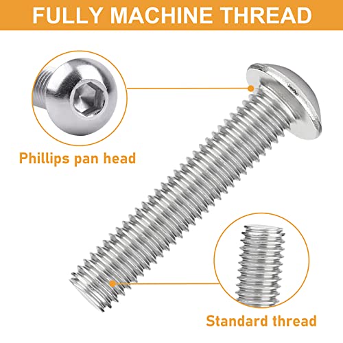 M8-1.25 x 16/20/25/30/40mm Button Head Socket Cap Screws VIGRUE 135PCS M8 Allen Hex Drive Screws Nuts Washers Assortment Kit 18-8 Stainless Steel 304, Bright Finish, Fully Threaded - size: m8 button stainless 16-40mm