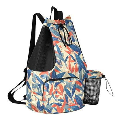 GuoChe Drawstring Backpacks Gym Swim Bag With Inside Pockets Pull String Bag Waterproof Colorful Leafs - color: Colorful Leafs