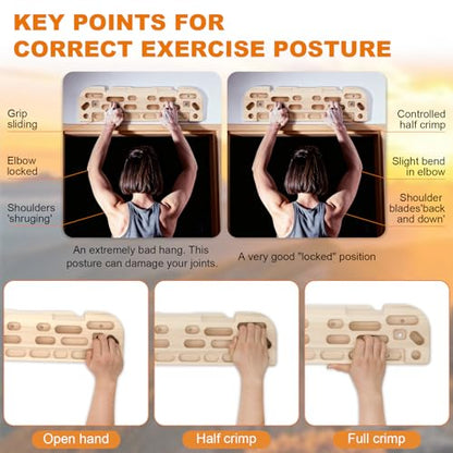 Hangboard Rock Climbing Hangboard with Door Way Pull Up Bar, 4-8 inches | 2 in 1 Doorway Fingerboard for Rock Climbing Training & Home Fitness, Including Jugs Pinches Pockets Edges & Slopes