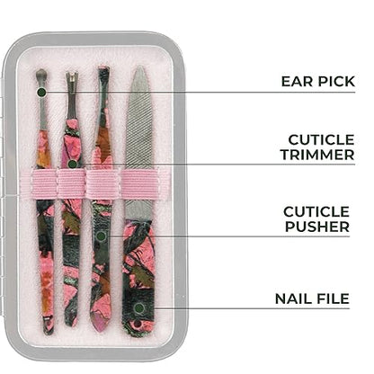 Rivers Edge Products Rivers Edge Products 7-Piece Nail Manicure Kit, Stainless Steel, Pink Camo - style: 7-piece Pink Camo