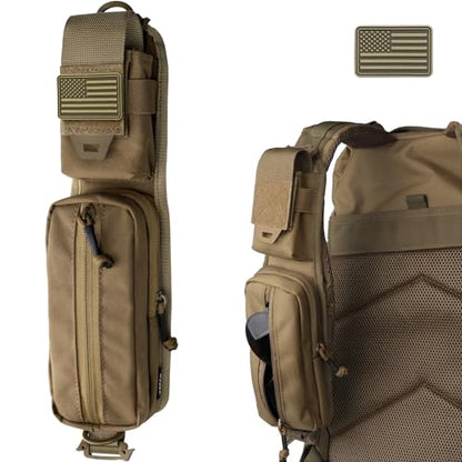 WYNEX Molle Accessories Pouch of Double Zipper Pocket Version, Backpack Strap Pouch Shoulder Strap Molle Attachment Tactical Accessories Bag Shoulder Starps Zipper Pocket Additional Phone Holder - color: Coyote Brown-1Pcs