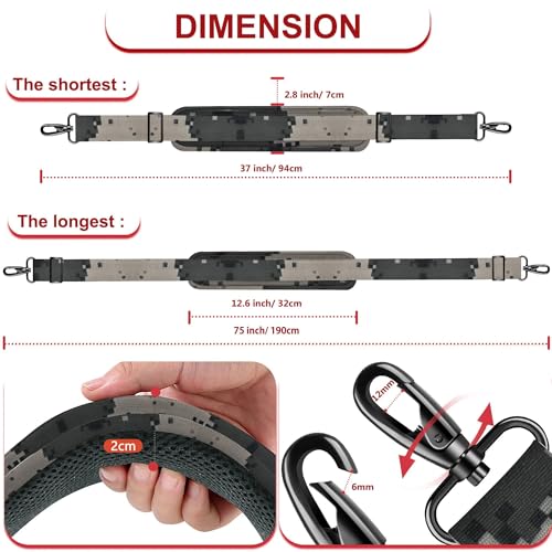 ZINZ 75" Shoulder Strap with Fixed Pad and Dual Balanced Buckles，Camouflage Gray - color: Camouflage Gray