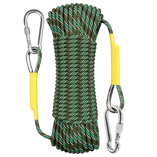 X XBEN Outdoor Climbing Rope 10M(32ft) 20M(64ft) 30M(96ft) 50M(160ft) 70M(230ft) 152M(500FT) 352M(1000FT) Static Rock Climbing Rope for Escape Rope Ice Climbing Equipment Fire Rescue Parachute - color: Green, size: 1/3 Inch x 131 Feet