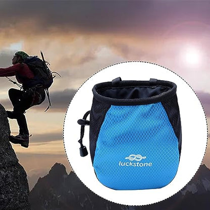 Climbing Chalk Bag Storage Pouch Adjustable Waist Belt Sock Gym Refillable Packaging for Rock Climbing Hunting Sports Bouldering Deadlifting - color: Blue