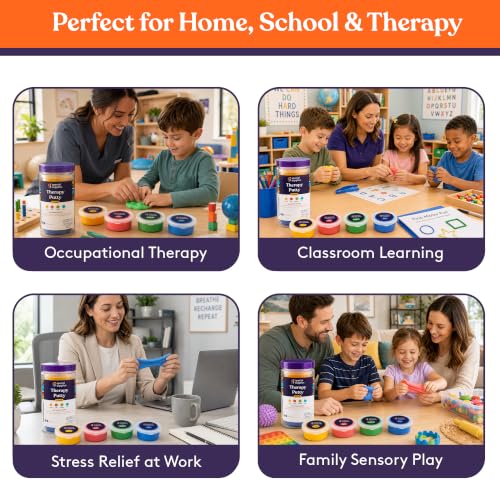 Special Supplies Therapy Putty for Kids and Adults - Resistive Hand Exercise Stress Relief Therapy Putty Kit, Set of 4 Strengths, Three Ounces of Each Putty - color: Primary Colors