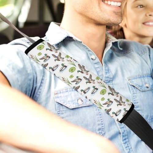 Soft Padded Seat Belt Cover for Girls and Boys, Stroller Pushchair High Chair, 2 Piece Mallard Duck Shoulder Protector Anti-Slip Pad - color: Pattern 292