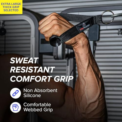 Core Prodigy Heavy Duty Exercise Handles - Grip Attachments for Cable Machine Pulleys, Gym Equipment, Resistance Bands, and Weight Lifting - style: Fat / Thick