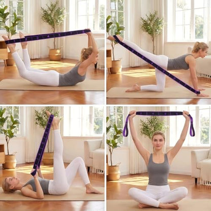 2PCS Fitness Resistance Band with Handles, Numbered 8 Segment Stretch Resistance Bands, Adjustable Stretching Exercise Band for Full Body Workout & Body Shaping - color: red+purple