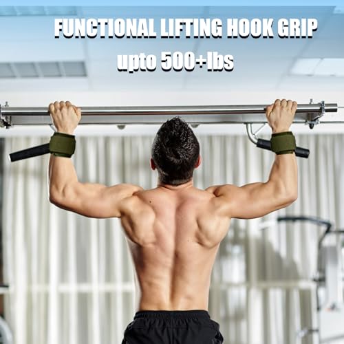 Weight Lifting Hooks, Upgrade Weightlifting Grip Hooks, Heavy Duty Lifting Wrist Straps for Pull-Ups, Strength Training and Deadlifts, Wrist Strap Hook for Men and Women - color: Green