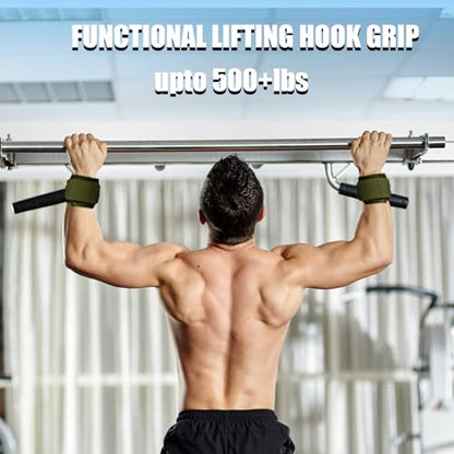 Weight Lifting Hooks, Upgrade Weightlifting Grip Hooks, Heavy Duty Lifting Wrist Straps for Pull-Ups, Strength Training and Deadlifts, Wrist Strap Hook for Men and Women - color: Green