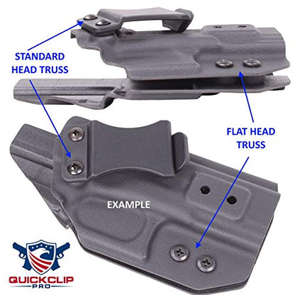 Black Chicago Screw - Thru Hole Binding Post Kit 1/8, 1/4, 3/8, 1/2 Inch Machine Screw Fasteners + Rubber Washers, QuickClipPro Kydex Leather Holster Sheath - size: 1/4" Flat Head - 25 Pack