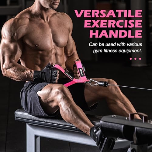 HOXWC Cable Handles Gym Equipment, Heavy Duty Resistance Band Handles, Replacement Exercise Handles for Cable Machine, Pulley System, Strength Trainer, Pull Down Workout, Home Gym Cable Attachments - color: Pink