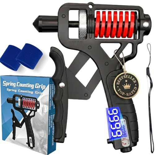 Ergonomic Adjustable H-Grip Hand Trainer – Forearm Strengthener with Counter, Adjustable 11-350 Lbs, TPR Non-Slip Handles, for Therapy & Strength Training - color: Black, size: Digital display