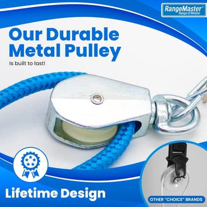RangeMaster BlueRanger Over the Door Shoulder Pulley, Shoulder Pulley for Physical Therapy, Aids Pain Free Range of Motion in Frozen Shoulder, Adjustable Cleated Handles, Web Strap (FSA/HSA) | Adjustable Cleated Handles | Aids Range of Motion | Over-the-D