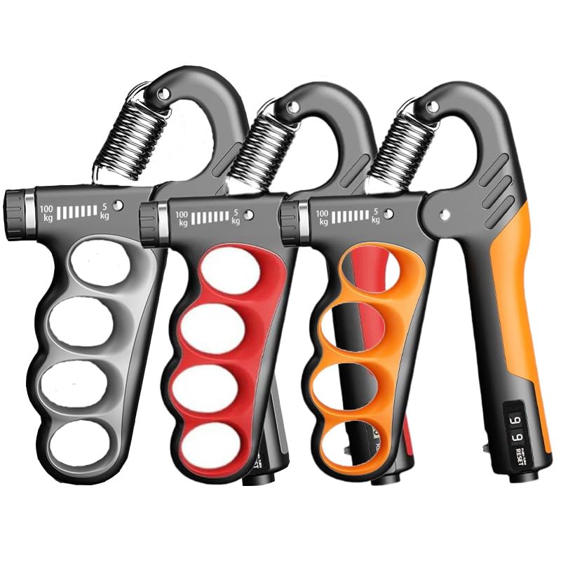 Grip Strength Trainer, Hand Grip Strengthener with Adjustable Resistance 11-220Lbs(5-100KG), Automatic Counter, (Red)