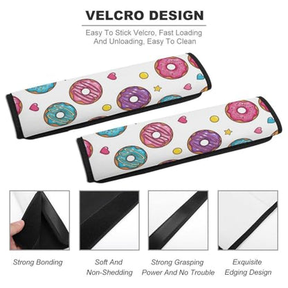 Universal Fit Donuts Stars Heart Car Seat Belt Pad for Elderly Support, Stroller Pushchair High Chair, 1 Pair Shoulder Harness Cover Neck and Shoulder Support - color: Pattern 1267