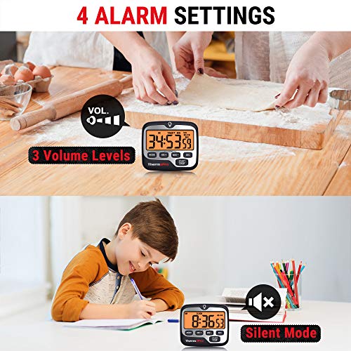 TempPro TM01(2 Pack) Kitchen Timers for Cooking with Count Up Countdown Timer, Digital Timer for Kids with Touch Backlit, Study Timers for Classroom Teacher Supplies (Previously ThermoPro) - size: Digital Timer 2 Pack