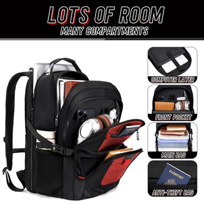 Z-MGKISS 18.4 Large Travel Backpack, USB Computer Bagpack Fits 18.4 Inch Laptop, Business Backpack for Men, TSA Flight Approved, Laptop Backpacks, Red - color: Red, size: 18.4IN