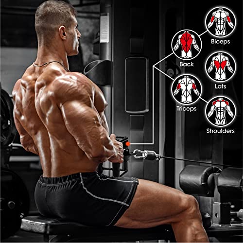 Yes4All Cable Machine Attachment, Double D Handle & Tricep Rope Cable Attachment, Weight Machine Accessories Load 880 LB for Home Gym - color: E. Double D Handle Black